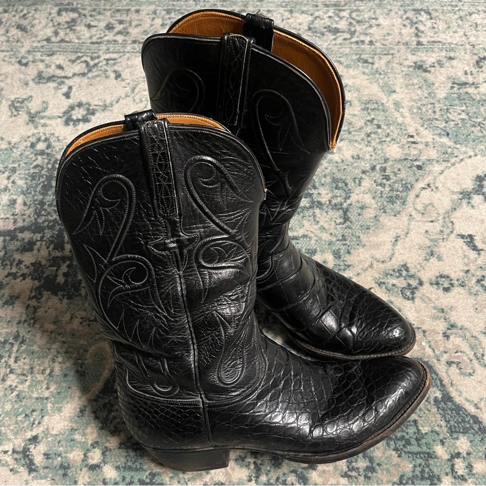MEN'S LUCCHESE CLASSICS EXOTIC AMERICAN ALLIGATOR GATOR COWBOY BOOTS 10.5 D